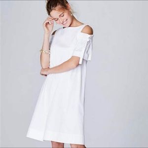 J. Jill White Cold Ruffle Shoulder Minimalist A-Line Dress Size Medium